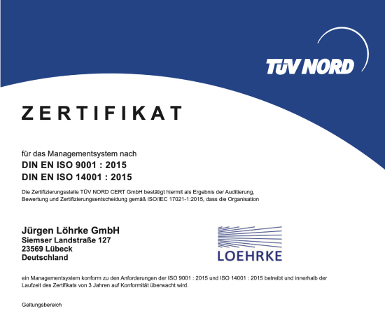 ISO 9001/14001 since 2015 | TÜV NORD
